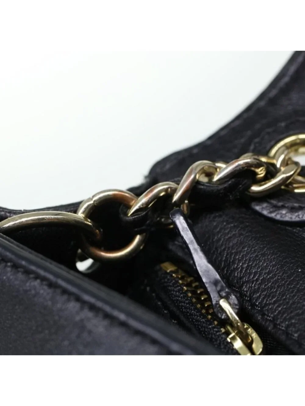 Authentic TORY BURCH Chain Shoulder Bag Leather Black